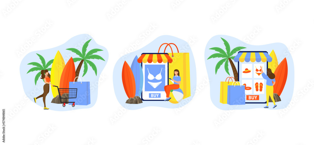 Fototapeta premium E Commerce Flat Bundle Design Illustration