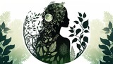 Nature, early woman, silhouette, beautiful lady, one with the world, gaia - generative ai