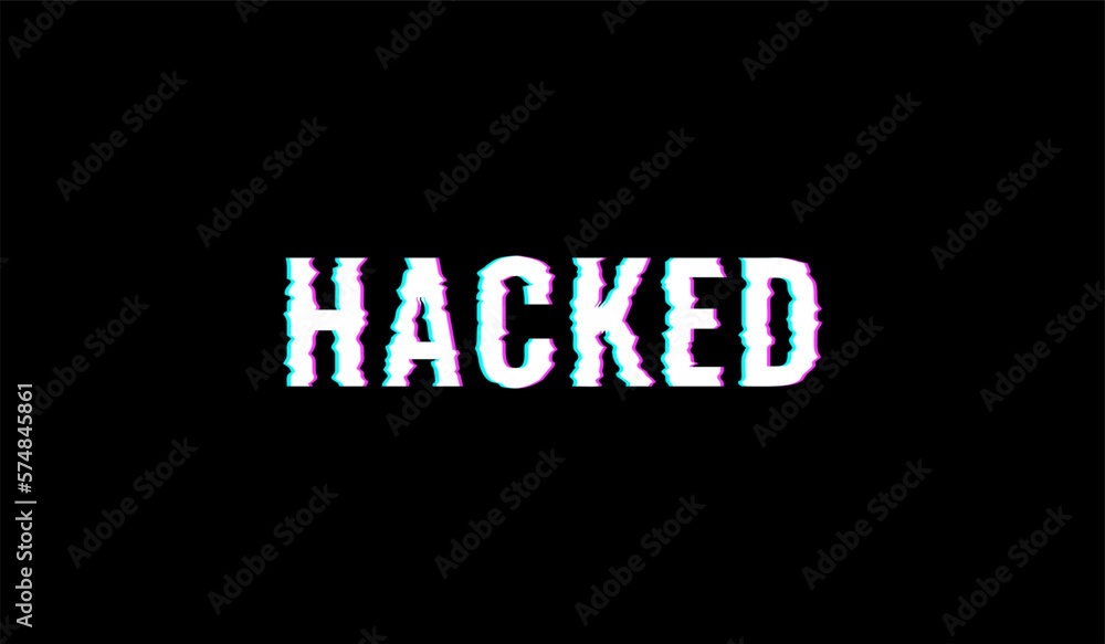 Hacked Glitch Distortion Effect Vector Illustration Isolated on Black Background