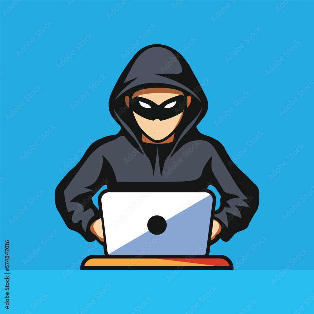 hacker with a laptop computer cartoon hacker with a laptop computer cartoon