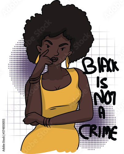 Black Lives Matter, BLM, No Racism, Statement. Young African Americans: man and woman against racism. Black citizens are fighting for equality. 