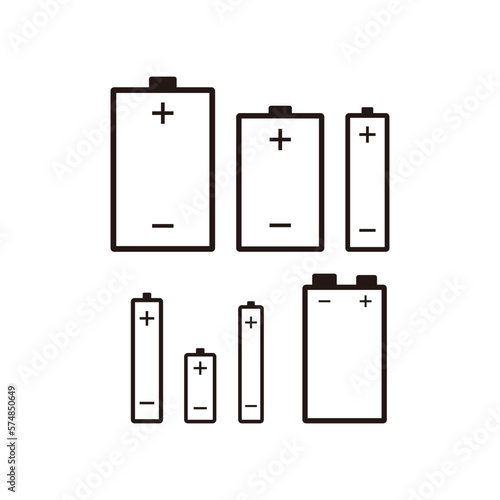 乾電池のイラストセット(単1~6・9V)