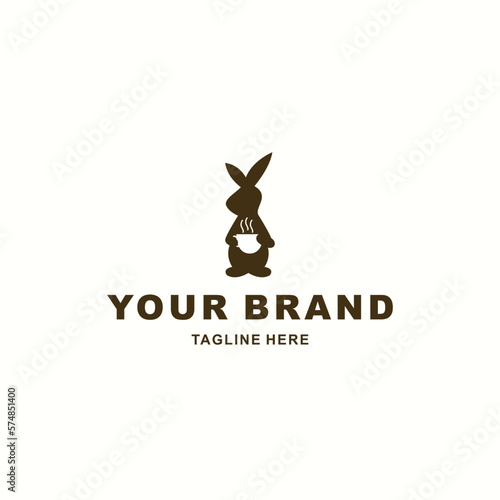 logo of a bunny holding a cup for your coffee shop