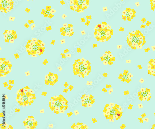 菜の花のシームレスなパターン-2way-手描き