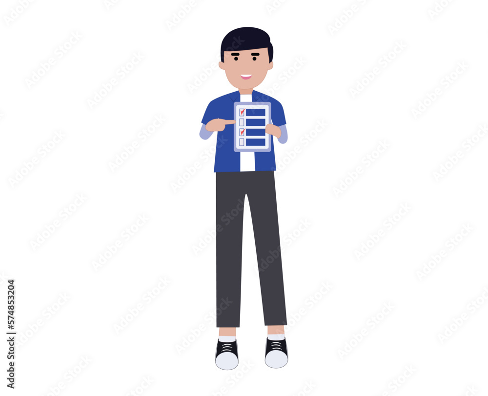 illustration man displays a check list illustration man displays a check list