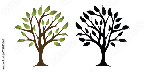 set of tree silhouette vector illustration