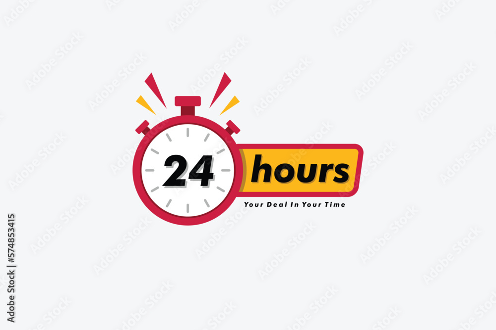 24 hours clock arrow. symbol work time, vector icon Illustration 24 hours clock arrow. symbol work time, vector icon Illustration