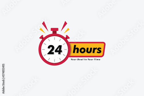 24 hours clock arrow. symbol work time, vector icon Illustration