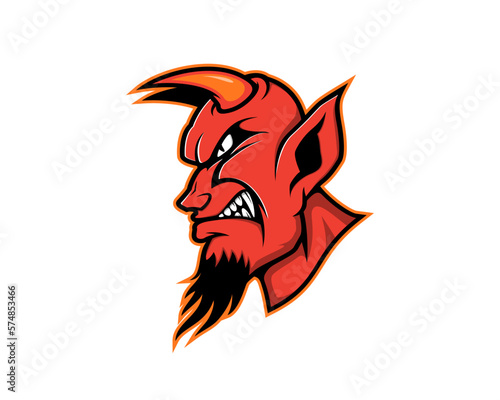 Angry demon head illustration vector logo