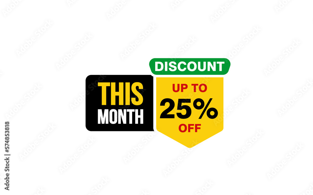 25 Percent THIS MONTH offer, clearance, promotion banner layout with sticker style.
25 Percent THIS MONTH offer, clearance, promotion banner layout with sticker style.