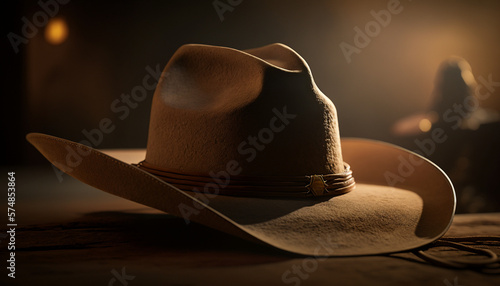 brown hat cowboy on the brown table