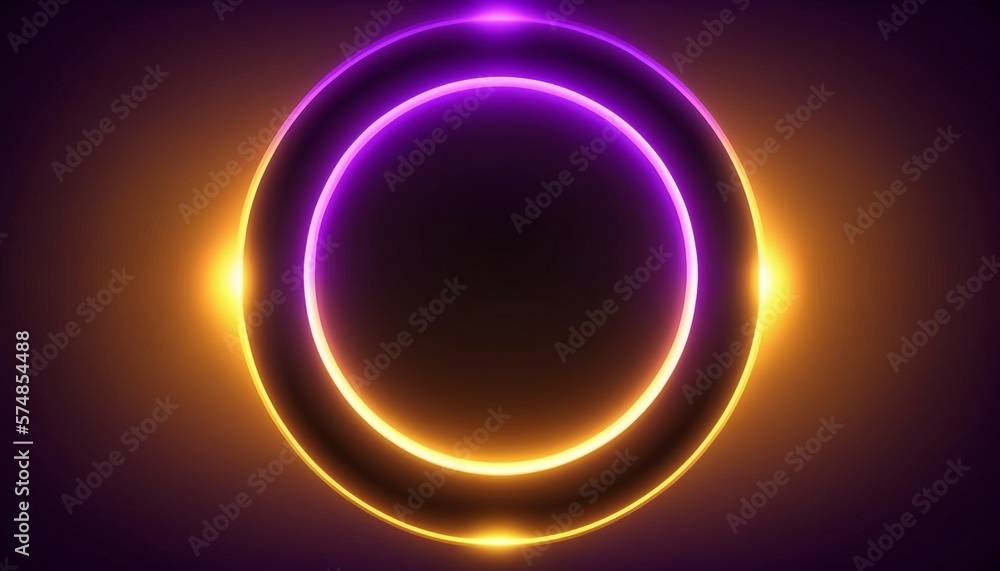 Simple neon glowing circle isolated on black background. Simple neon glowing circle isolated on black background.