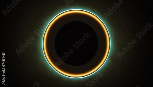 Simple neon glowing circle isolated on black background.