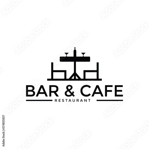Creative modern bar and cafe sign restaurant logo design template