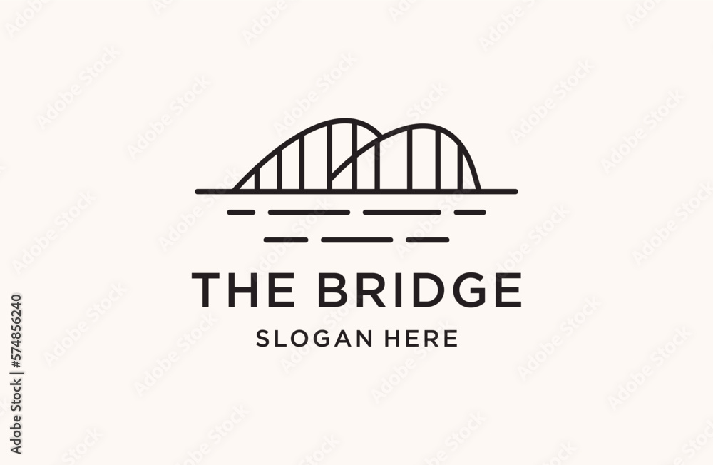 Naklejka premium bridge logo vector icon illustration line outline monoline icon template .