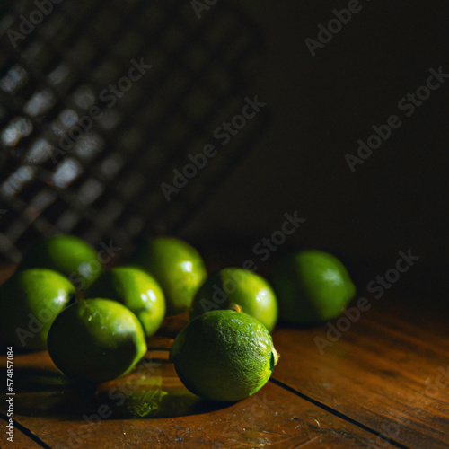 Limes on a wood countertop 