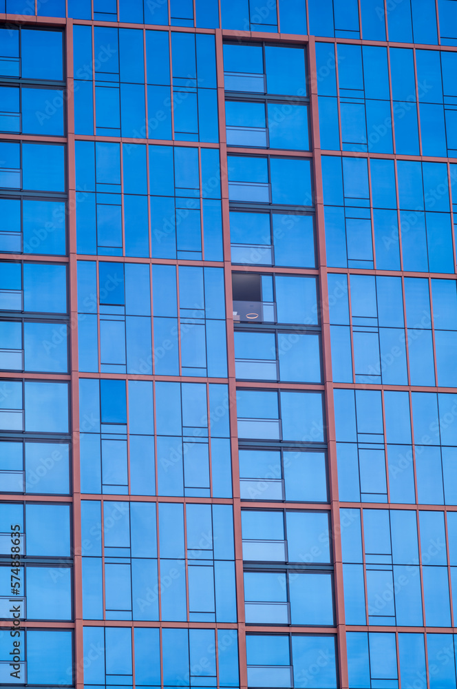 Blue Glass Building withOrange Brown Metal. Blue Glass Building withOrange Brown Metal.