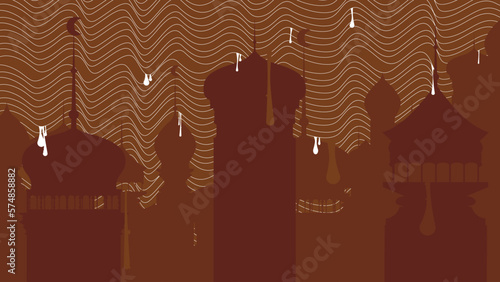 Ramadan Graffiti background with traditional Arabic Style Architectures. Abstract modern holiday street art decoration performed in urban painting style.