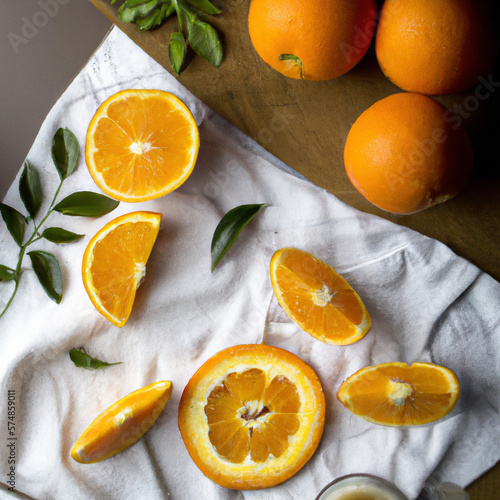 Oranges on table product placement