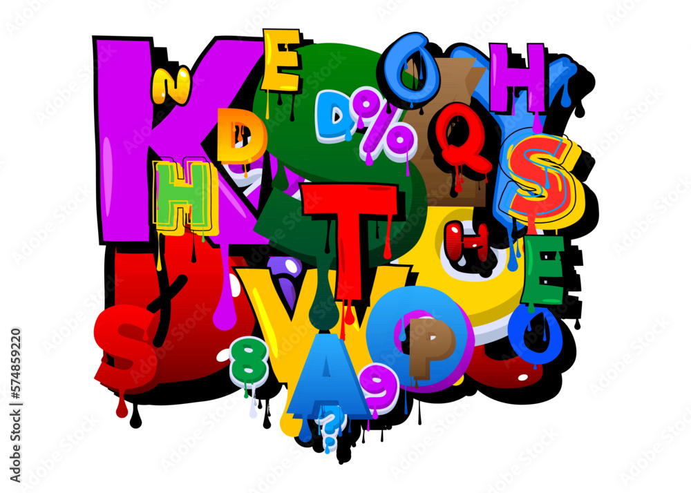 Graffiti Speech Bubble created with Letters. Abstract modern street art background performed in urban painting style on white. Graffiti Speech Bubble created with Letters. Abstract modern street art background performed in urban painting style on white.