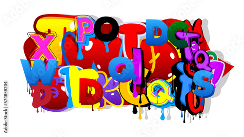 Graffiti Speech Bubble created with Letters. Abstract modern street art background performed in urban painting style on white.