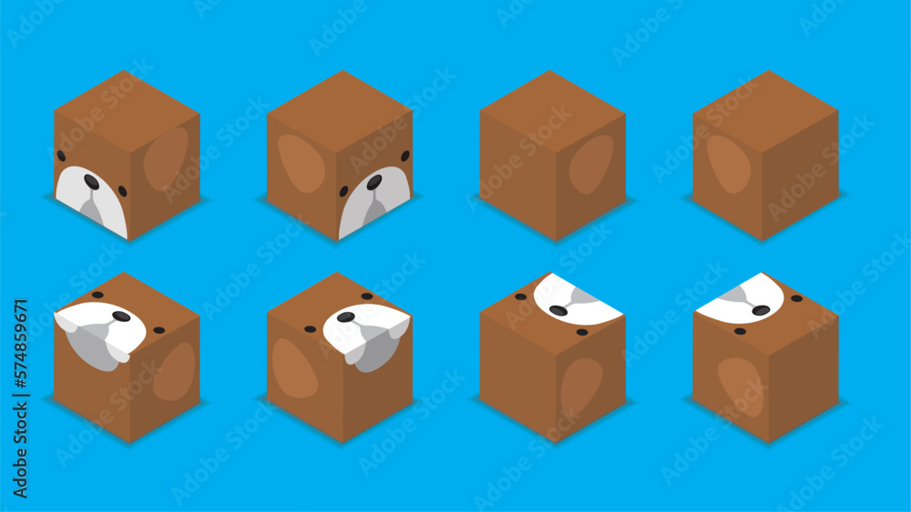 Fototapeta premium Animal Dice 3D Character Animal Bulldog Dog Cartoon Vector
