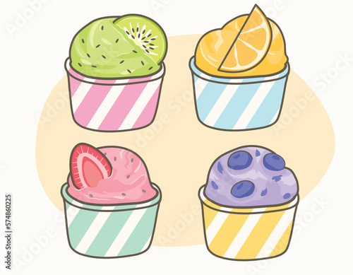Set of Fruit ice cream