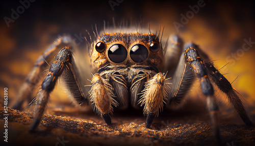 Close up macro shot of a spider Image created with Generative AI technology