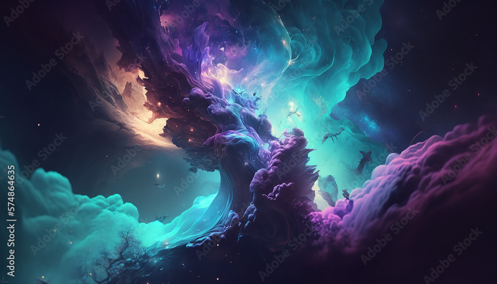 abstract graphic design nebula cloud in the space with blue and purple colors abstract graphic design nebula cloud in the space with blue and purple colors