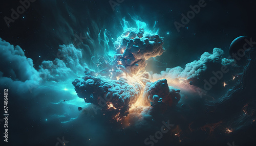 abstract graphic design nebula cloud in the space with blue color