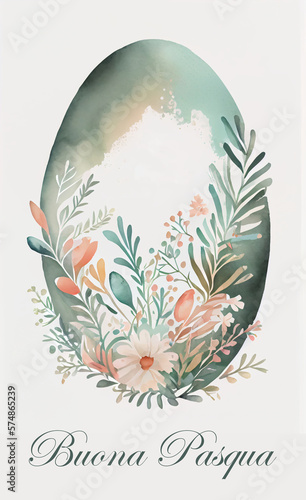 Easter egg template. Watercolor letterhead with copyspace Generative ai