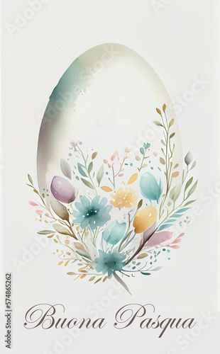 Easter egg template. Watercolor letterhead with copyspace Generative ai