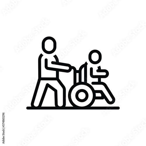 Black line icon for assisted