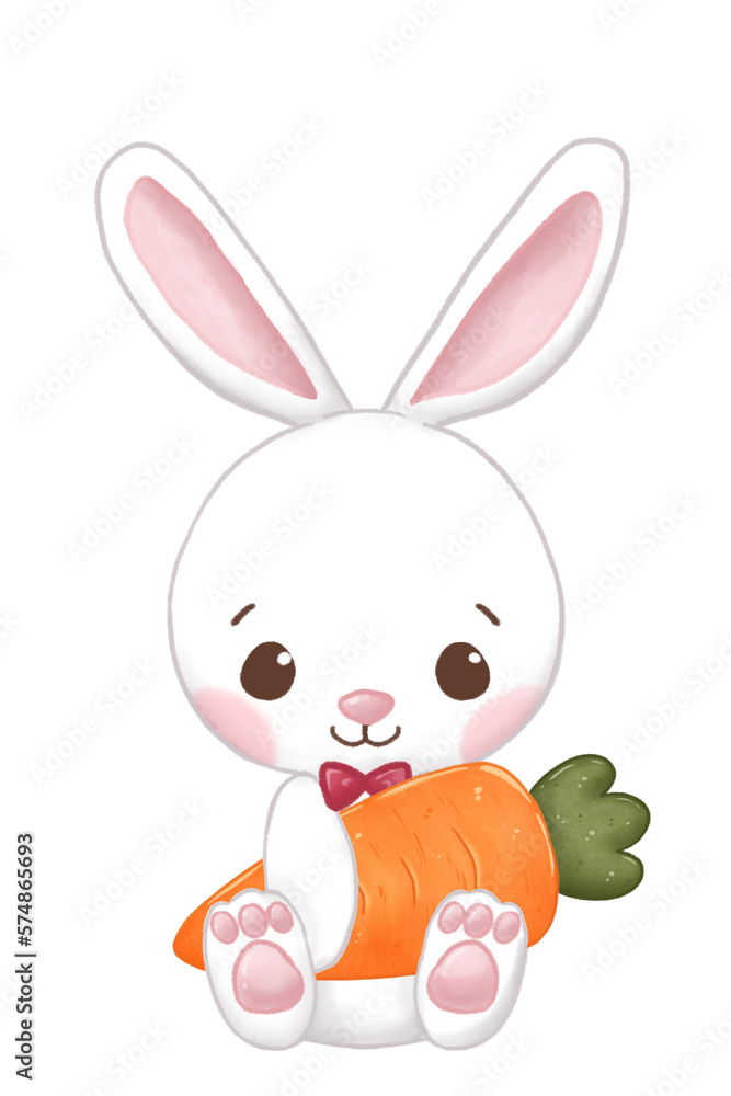 Fototapeta premium White rabbit with carrot