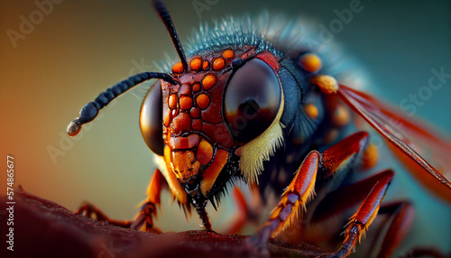 macro shot of a insect Image created with Generative AI technology