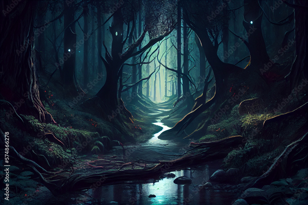 Deep and dark enchanted forest