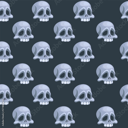 Seamless pattern with Human skull, head of skeleton. Symbol of death or dangerous. Design element for halloween holiday