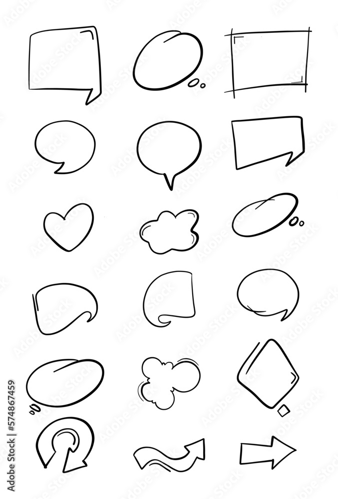 vector hand drawn set of bubble text and arrow bubbles vector hand drawn set of bubble text and arrow bubbles