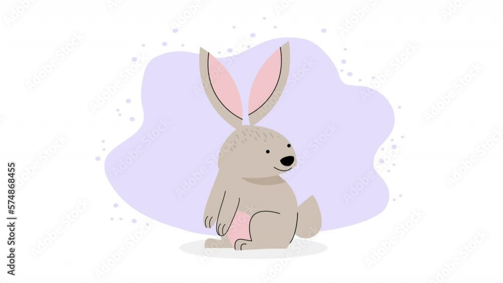 cute rabbit gray seated animal animation cute rabbit gray seated animal animation