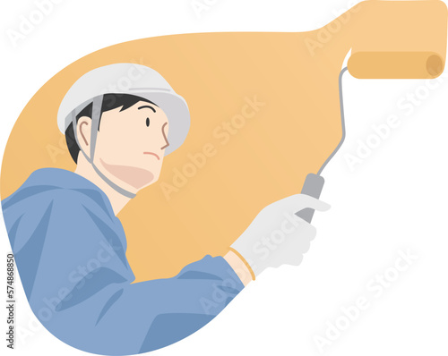塗装をしている男性作業員