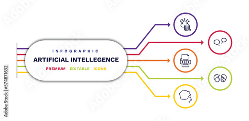 set of artificial intellegence thin line icons. artificial intellegence outline icons with infographic template. linear icons such as storage, xlsx, thought, chat, turing test vector.