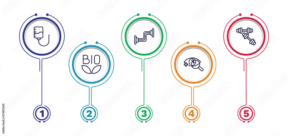 set of health and medical thin line icons. health and medical outline icons with infographic template. linear icons such as medical drip, chest expander, dumbbells, bio, ophthalmology vector. set of health and medical thin line icons. health and medical outline icons with infographic template. linear icons such as medical drip, chest expander, dumbbells, bio, ophthalmology vector.