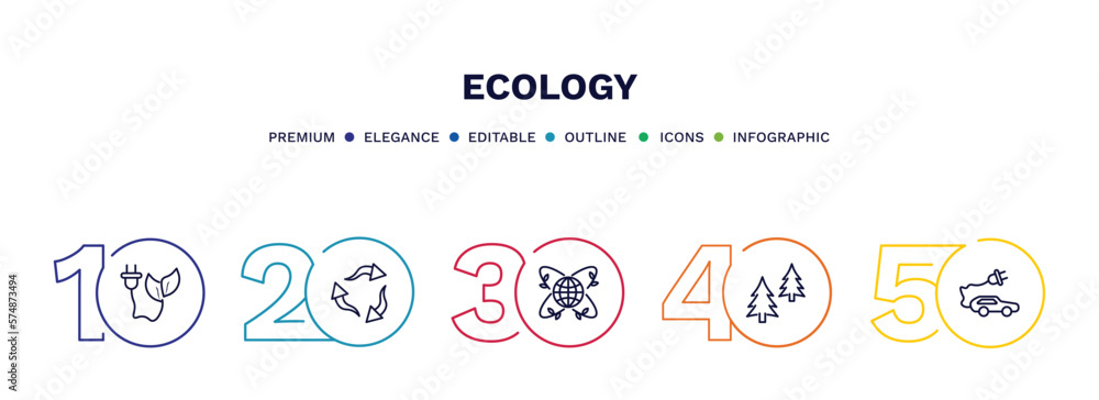 set of ecology thin line icons. ecology outline icons with infographic template. linear icons such as eco energy, recycle, awareness, christmas trees, eco energy car vector. set of ecology thin line icons. ecology outline icons with infographic template. linear icons such as eco energy, recycle, awareness, christmas trees, eco energy car vector.