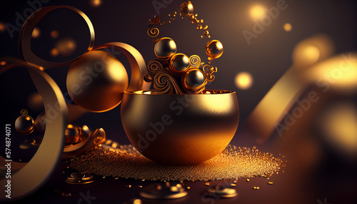 Luxury 3D golden Image created with Generative AI technology