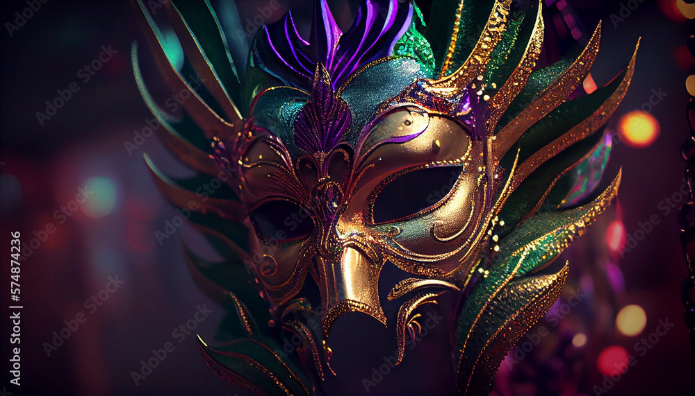 Ornate Mask Colorful  Image created with Generative AI technology