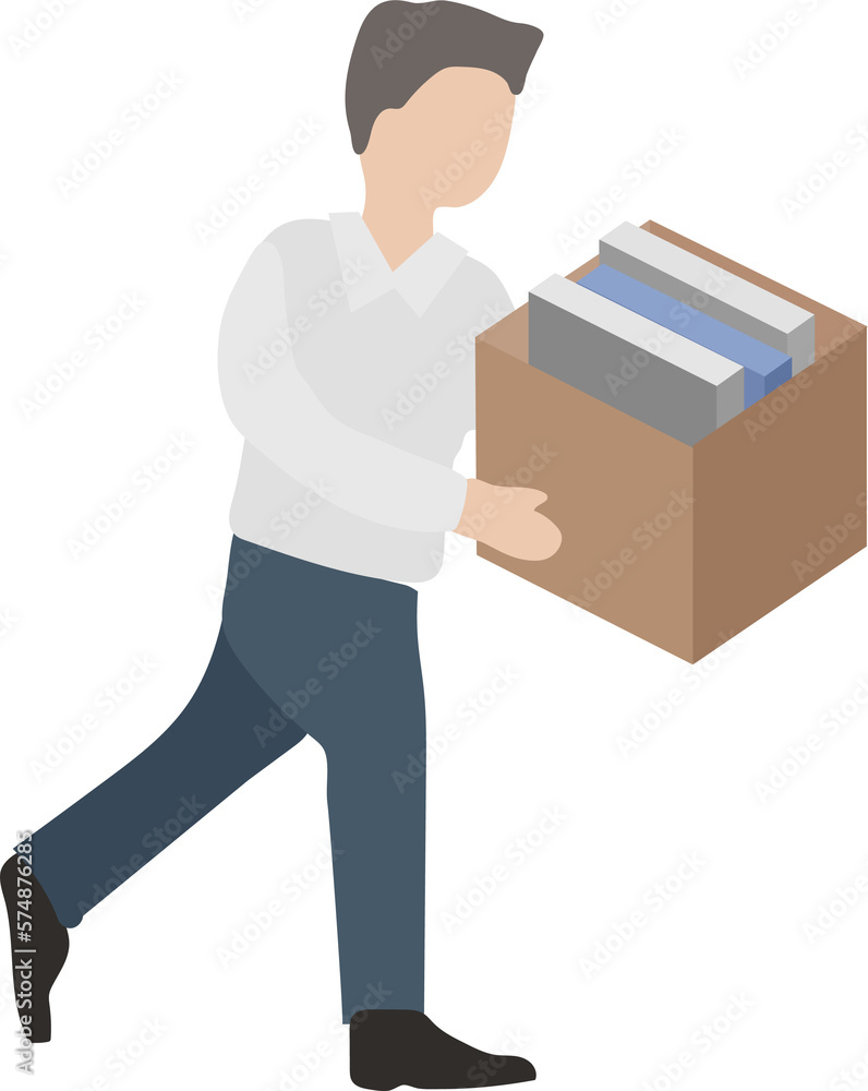 Downsizing, Fired Office Worker with Box. Downsizing, Fired Office Worker with Box.