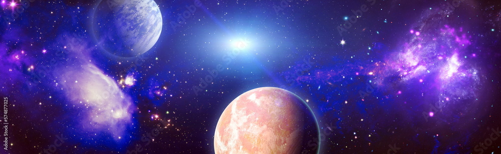 Fototapeta premium Galaxy and light. Planets, stars and galaxies in outer space showing the beauty of space exploration. The elements of this image furnished by NASA.