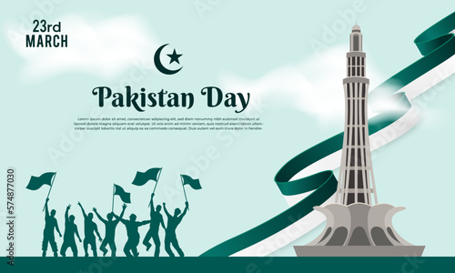 Happy pakistan day March 23 background for greeting card, poster and banner vector illustration