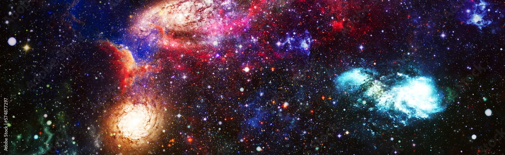 Obraz premium Panorama outer space collage. Abstract wallpaper. Elements of this image furnished by NASA