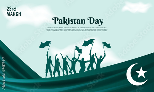 Happy pakistan day March 23 background for greeting card  poster and banner vector illustration